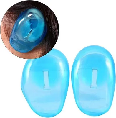 Produktbild von 2 Stück Ohrschutz für Friseure – Blaue Ohrschützer mit Farbschutz