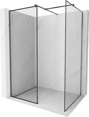 Produktbild von Mexen Kioto Duschwand Walk-in 90 x 70 cm, schwarzes Muster, gebürstet Gun Gray - 800-090-202-66-70-070