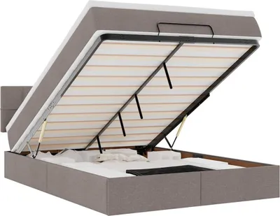Immagine prodotto di vidaXL Ottoman letto con materasso e LED Taupe 140x200 cm tessuto