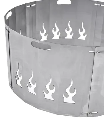 Produktbild von Funkenschutz für Feuerschale 60 cm, Stahl mit Flammenmotiv und Griffen