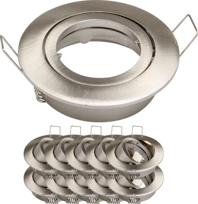 Produktbild von 10x Einbaurahmen GU10 SET Satin-Nickel 818-SN Ø65 mm IP20