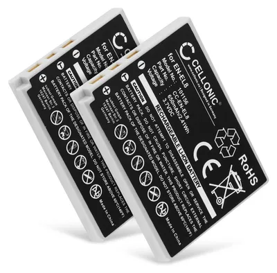 Immagine prodotto di CELLONIC 2x Batteria per Fotocamera Compatibile con Nikon Coolpix S1, Coolpix S2, Coolpix S3, EN-EL8 – (650mAh, 3.7V)