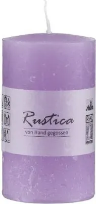 Produktbild von Rustikale durchgefärbte Kerze Flieder, 50 x 50 mm, Stumpenkerze, rußarm, tropffrei, RAL Kerzengüte Qualität