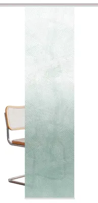A chair is partially visible next to a decorative fabric panel.