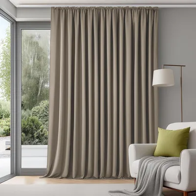 Produktbild von Extra breite Gardinen Wohnzimmer blickdicht mit Kräuselband, Raumteiler, Kälteschutz, 260x300 cm, Taupe, 1 Stück