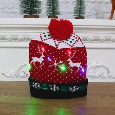 Produktbild von Topchances LED leuchten Hut Mütze Weihnachtsmützen, LED Dicker Xmas Weihnachten Hut Erwachsene Strickmütze Weihnachten Beanie Mütze für Männer Frauen Jungen Mädchen Wintermütze