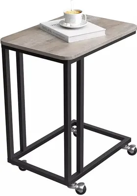Immagine prodotto di In And OutdoorMatch tavolino Marion - con rotelle a C - tavolino mobile - 50 x 35 x 60 cm - tavolino da salotto - con struttura in metallo - per caffè e laptop - design industriale - grigio/nero