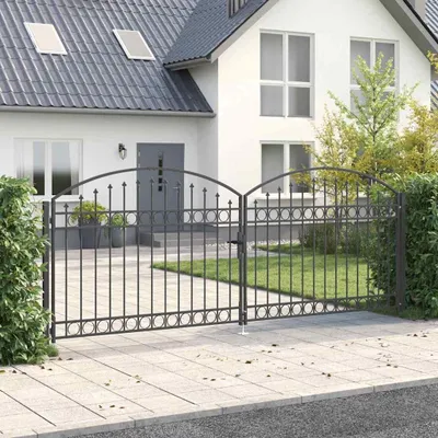 Image de Porte de Clôture ASSEN 401 x 200 cm Acier Gris Verrouillable