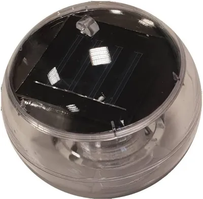 A close-up, studio shot of a solar-powered floating light.