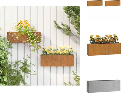 Obrázek produktu pro vidaXL Nástěnný květináč 2 ks. Rezavá cortenová ocel 53x10x17 cm - Květináče a květináče