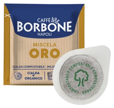 Produktbild von Caffè Borbone Kaffee Kompostierbare Pods, Recyclebare Verpackung, Gold Mischung - 100 stück - Kompatibel mit ESE System Papier Pads 44 mm
