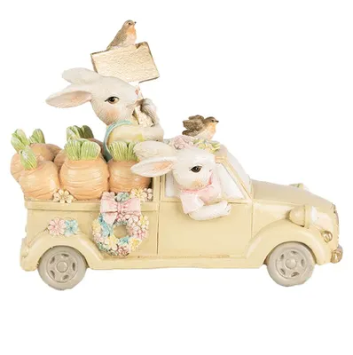 Produktbild von Clayre & Eef Dekorationsfigur Kaninchen 16x8x12 cm Weiß Beige Kunststoff