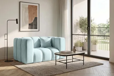 Productafbeelding van Modulaire fauteuil, fluwelen stof Riviera, Babyblauw, GRAND, AI-gegenereerde afbeelding