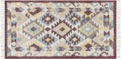 Produktbild von BELIANI Teppich Mehrfarbig aus Jute 80 x 150 cm Rechteckig mit Fransen Geometrisches Muster Kurzflor für Wohnzimmer Schlafzimmer Esszimmer