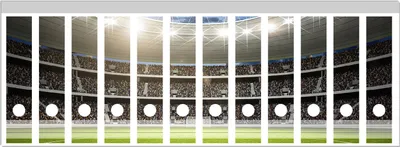 Produktbild von Wallario Ordnerrücken Sticker, selbstklebend für breite Ordner, 12 Stück, Motiv Fußballstadion Mittellinie
