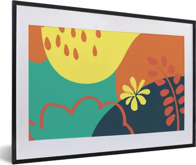 Produktbild von MuchoWow® Gerahmtes Poster Sommer - Flecken - Blätter 60x40 cm - Poster mit Schwarzem Bilderrahmen Wandposter Rahmen Foto Bilder - Schlafzimmer - Plakat in Rahmen - Drucken