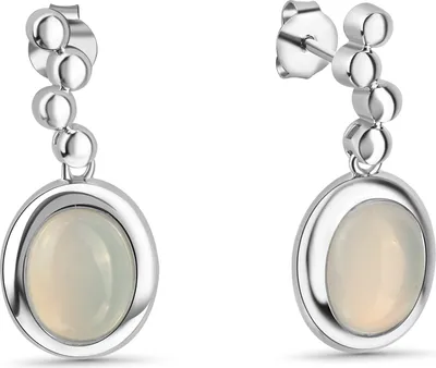 Produktbild von V Ohrstecker 925/- Sterling Silber 2,6cm weiß Katzenauge hellblau 471220127