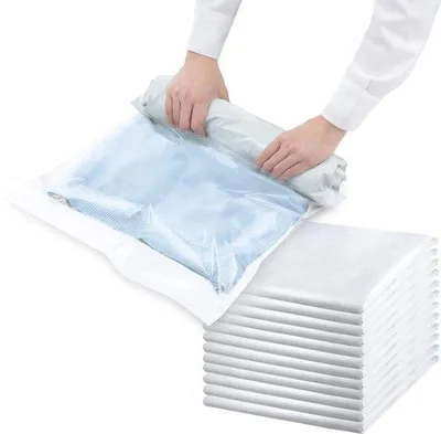 Produktbild von Famanu Kompressionsbeutel faltbar - 12 Stück (6 groß - 6 mittel) - platzsparende Aufbewahrung - langlebiges Material - wiederverwendbar - ideal für