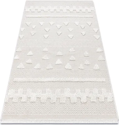 Produktbild von Teppich ÖKO SISAL MOROC 22321 Dreiecke, Zickzack boho Franse - strukturell beige / creme beige 78x150 cm