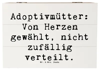 Produktbild von Mr. & Mrs. Panda Geschenkbox Spruch Adoptivmutter Liebe 22 x 15 cm - Weiß - Geschenk, Adoption, handgemacht, Elternschaft, Familie, geschenkkiste, Familienliebe, fotobox