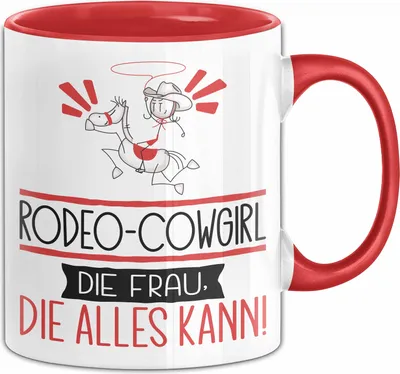 Produktbild von Rodeo-Cowgirl Geschenk Tasse Becher Die Frau Die Allen Kann Geschenkidee für eine Rodeo-Cowgirl Lustig (Rot)