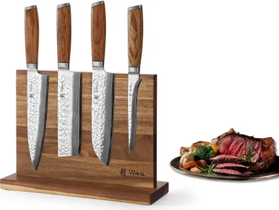 Produktbild von Wakoli Chef's Choice I 5-teiliges Messer-Set I 4 Küchenmesser & magnetischer Messerblock