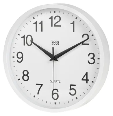 Analoge Wanduhr 25 cm, weiß, Kunststoff, Quarzwerk, leise