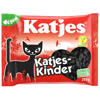 Produktbild von Katjes Kinder Lakritz in Katzenform vegan weiche Konsistenz 210g