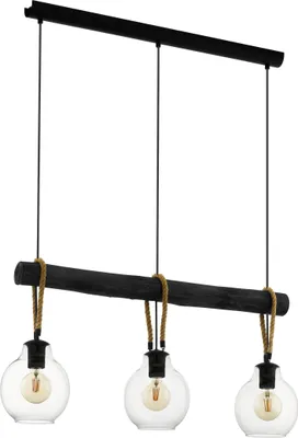 Obrázek produktu pro Eglo 43618 RODING E27 trojité závěsné svítidlo 880x180mm černá hnědá