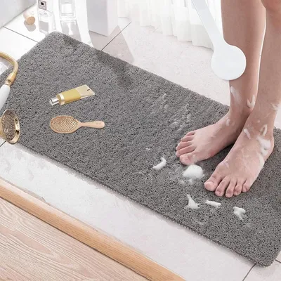 Obrázok produktu pre Protisklzová podložka do vane, 100 x 40 cm, sivá, s odvodňovacími otvormi