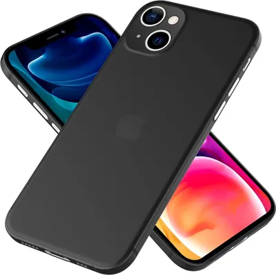 Immagine prodotto di NALIA Custodia rigida estremamente sottile per iPhone 13, trasparente 0,3 mm sottile ultra-opaca anti-impronta leggera nera