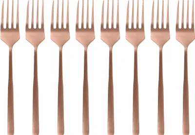 Produktbild von Kuchengabeln aus Edelstahl – 15 cm – Kupfer – 8er-Pack