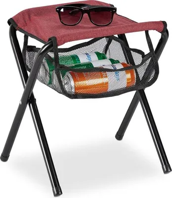 Productafbeelding van Famanu campingstoel met net – geschikt tot 120 kg – opvouwbaar – lichtgewicht – rood