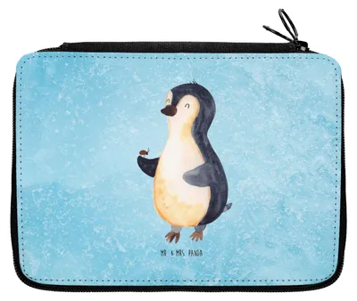 Produktbild von Mr. & Mrs. Panda Federmäppchen Pinguin Marienkäfer - Eisblau - Geschenk, Stifteetui, Etui, Federmappe, Freude, Wunder, Aufmerksam, Lebensfreude, Glück, Schlampermäppchen