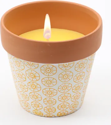 Produktbild von Duftkerze CITRONELLA - Echtwachs in Tontopf - H: 10cm - gelb