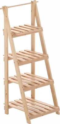 Produktbild von GOPLUS Blumentreppe Holz, Pflanzenständer klappbar, 4 Ebenen Pflanzenregal, Blumenregal Blumenständer Pflanzentreppe, Natur