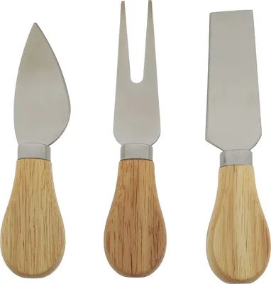 Produktbild von 3er Käsemesser Edelstahl ca.12 cm mit Bambusgriff