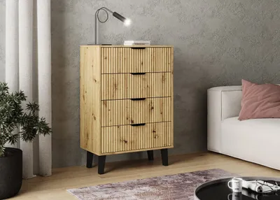 Obrázok produktu pre Šuplíková komoda SITIVE SLIM - dub artisan / čierna
