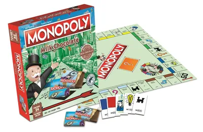 Produktbild von Monopoly Milch Schokoladenspiel Edition mit belgischer Schokolade 108g