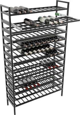 Produktbild von MetaloPro Regál na Víno Amarone – Čierny Kovový Stojan na 156 Fliaš, Rozšíriteľný Dizajn, Ideálny do Kuchyne, Pivnice alebo Baru – 170x100x30cm