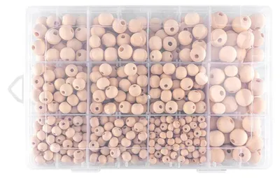 Holzperlen-Set, 1050 Stück, 5 Größen, 6–14 mm, DIY