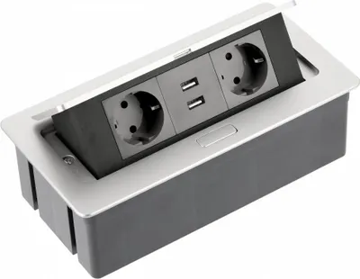 Image de Prise multiple de table GTV 2 ports USB argenté