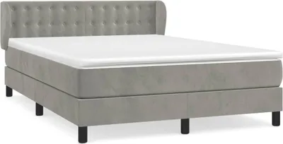 Obrázek produktu pro vidaXL Postel Boxspring s matrací Light Grey 140x200 cm Velvet
