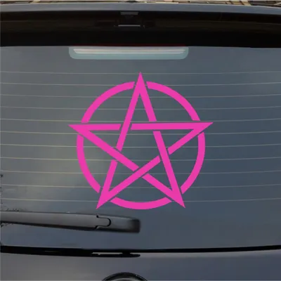 Produktbild von Heckscheibenaufkleber Pentagram Druidenfuß Gothic 54x51 cm Pink Auto Aufkleber Sticker