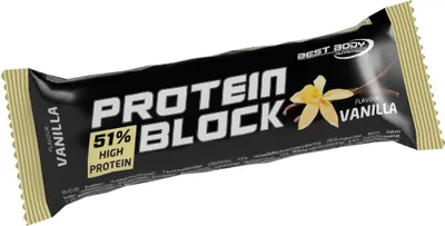 Produktbild von Best Body Nutrition - Protein Block - 90 g Riegel, 15 x 90 g Riegel / Faltschachtel, Geschmack: Vanille