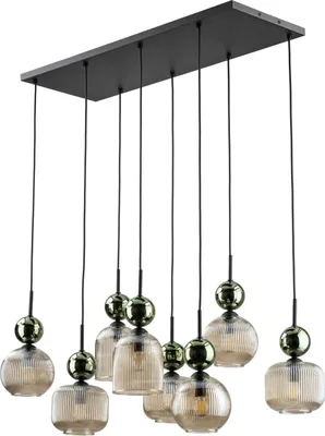 Produktbild von Hängelampe Metall Rauchglas E14 H: max. 170 cm Schwarz Cognac Grün Modern Hängeleuchte