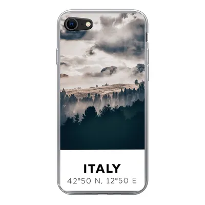 Produktbild von MuchoWow® Handyhülle Schutzhülle Hülle für iPhone SE 2020 Italien - Nebel - Wald - Baum Silikon Softcase Handy Hülle - Kartenbesitzer