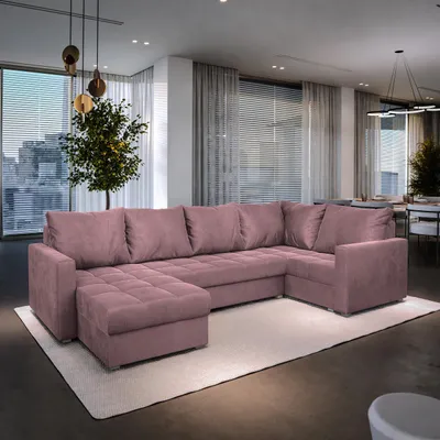 Produktbild von Masseno Ecksofa LORIVO R-S mit Schlaffunktion U-Form, Sofa mit Bettkasten, Wohnzimmersofa, Couch, Soffa, Bettsofa, Couchgarnitur- Rosa, KRONOS 27