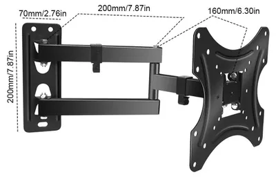 Image de Support mural pour télévision - Support pivotant pour télévision - Pour téléviseurs de 43 à 140 cm - Bras extensible - Inclinable et rotatif