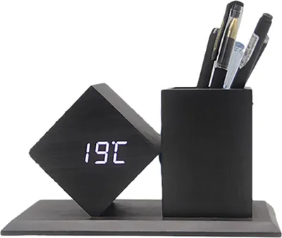 Produktbild von Digitaler Wecker mit LED-Anzeige, Temperaturanzeige, Kalenderfunktion, Stiftehalter für Zuhause und Büro, Schreibtisch-Organizer